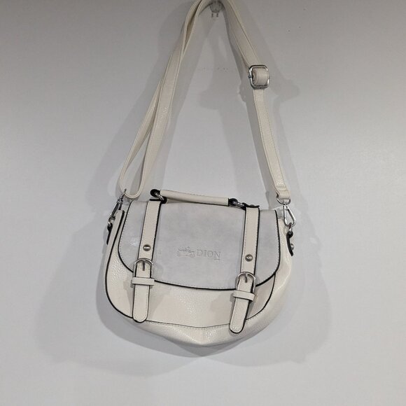 DION Faux Leather Crossbody Bag Purse White - Picture 1 of 6